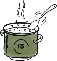 Rebus Step 2: Rebus dan aduk perlahan dengan api kecil ±15 menit hingga mendidih.